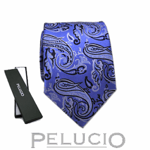 Blauwe paisley stropdas van Pelucio