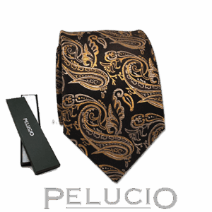 Bruine paisley stropdas van Pelucio