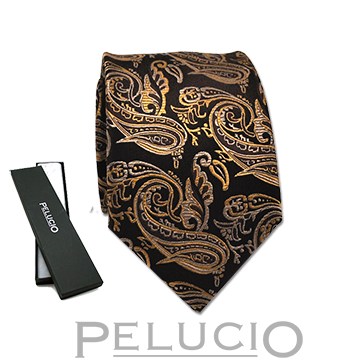 Bruine paisley stropdas van Pelucio