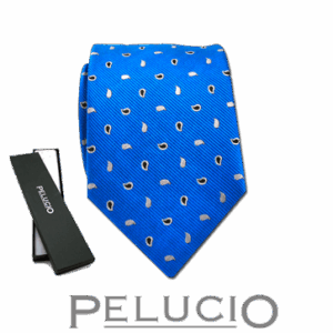 Kobalt blauwe paisley stropdas van Pelucio