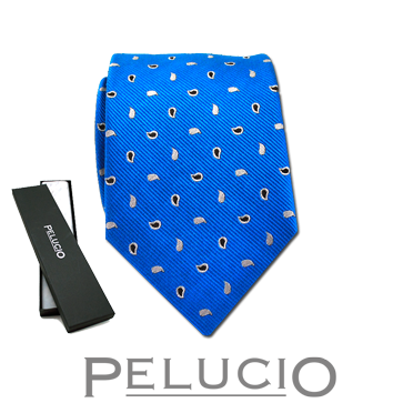 Kobalt blauwe paisley stropdas van Pelucio