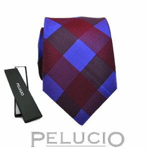 Paars blauwe ruit stropdas van Pelucio