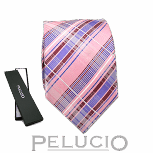 Roze paarse ruit stropdas van Pelucio