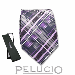 Lila ruit stropdas van Pelucio