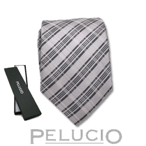 Lichtgrijze ruit stropdas van Pelucio