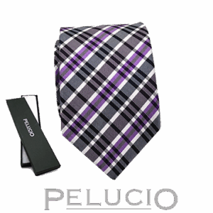 Paars grijze ruit stropdas van Pelucio