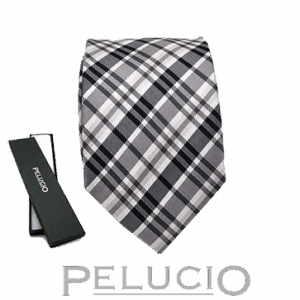 Grijs witte ruit stropdas van Pelucio