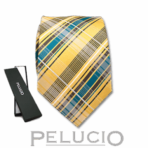 Gele ruit stropdas van Pelucio