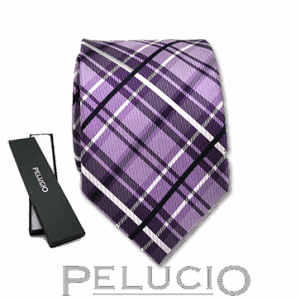 Paars witte ruit stropdas van Pelucio