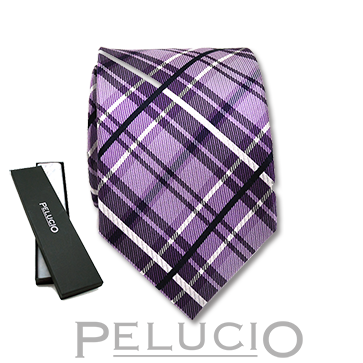 Paars witte ruit stropdas van Pelucio