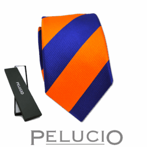 Oranje blauwe streep stropdas van Pelucio