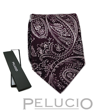 Bordeaux paisley stropdas van Pelucio