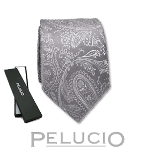 Zilverkleurige paisley stropdas van paisley