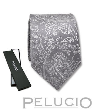 Zilverkleurige paisley stropdas van paisley