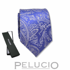 Lichtblauwe paisley stropdas