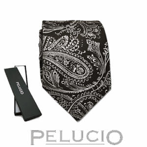 Lichtbruine paisley stropdas van Pelucio