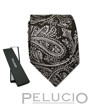 Lichtbruine paisley stropdas van Pelucio