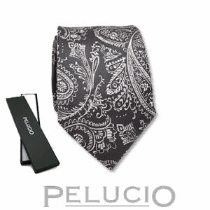 Zeer fraaie grafiet paisley stropdas