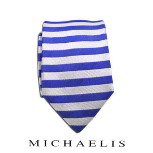 Lichtblauwe streep stropdas van Michaelis in horizontaal motief