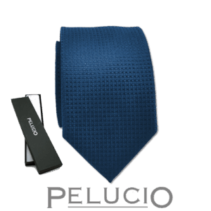 Blauwe effen stropdas van pelucio