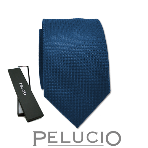Blauwe effen stropdas van pelucio