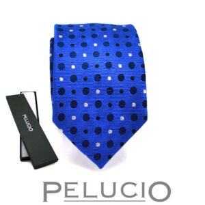 Blauwe stippen stropdas van Pelucio