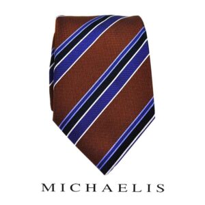 Bruin blauwe streep stropdas van Michaelis