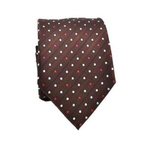 Bruin witte stippen stropdas