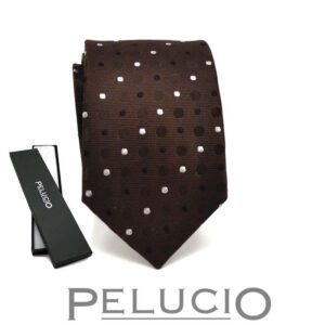Donker bruine stippen stropdas van Pelucio