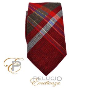Rood wollen ruit stropdas van Pelucio eccellenza