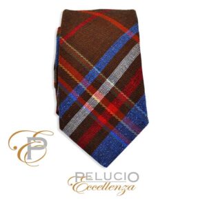 Bruine wollen ruit stropdas van Pelucio eccellenza