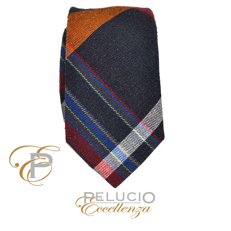 Blauw oranje wollen stropdas van Pelucio Eccellenza