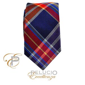 Blauwe fantasie ruit stropdas van Pelucio Eccellenza