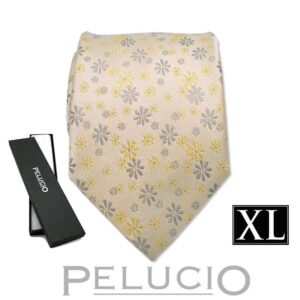 Gele bloemen stropdas van Pelucio in XL uitvoering