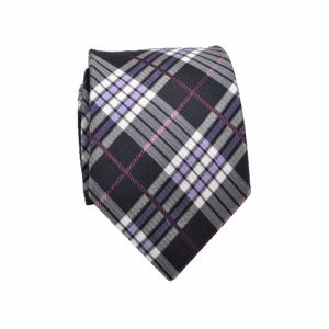 Grijs lila ruit stropdas