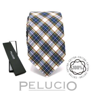 Groen gele katoenen ruit stropdas