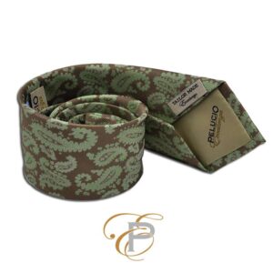 Groene paisley stropdas van Pelucio Eccellenza in XL uitvoering