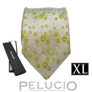 Groene bloemen stropdas van Pelucio in XL uitvoering