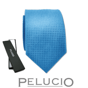 Lichtblauw effen gehaakte stropdas van pelucio