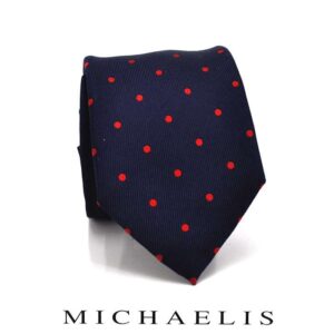 Blauwe stropdas met rode stippen van Michaelis