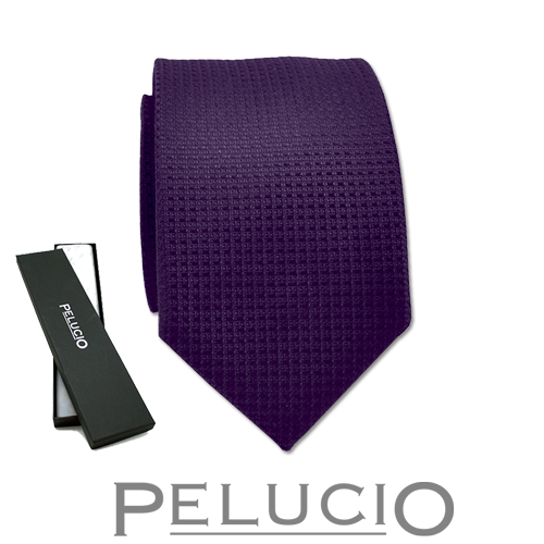 Paarse effen stropdas van pelucio
