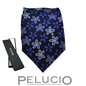 Blauw bloemen stropdas van Pelucio