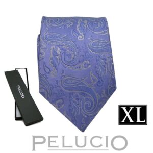Lichtblauwe Pelucio XL stropdas in paisley patroon
