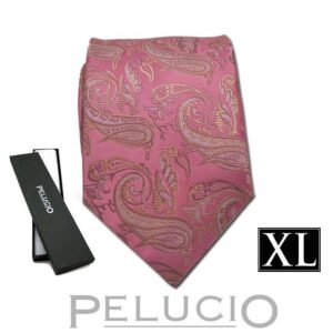 Roze paisley stropdas van Pelucio in XL uitvoering