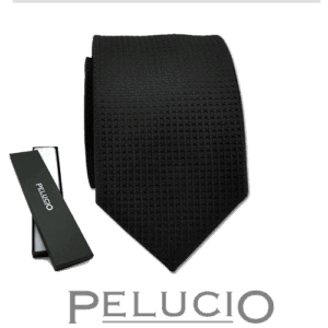 Zwarte effen stropdas van pelucio