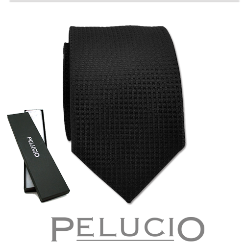 Zwarte effen stropdas van pelucio
